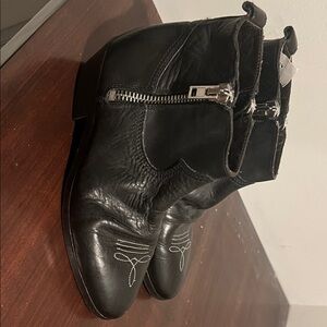 Golden Goose Viand 37 Black Leather Western Boots NWOT